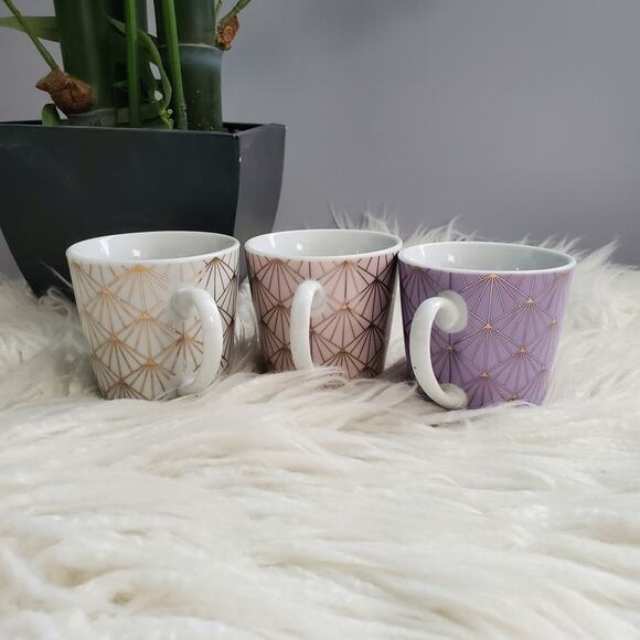 Coco + Lola Geometric Pattern Coffee Tea Mug & Saucer Serveware Set - Picture 5 of 10